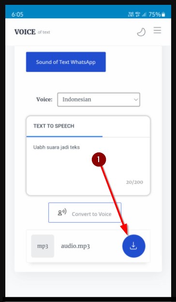 Pilihan bahasa Indonesia di menu Voice 