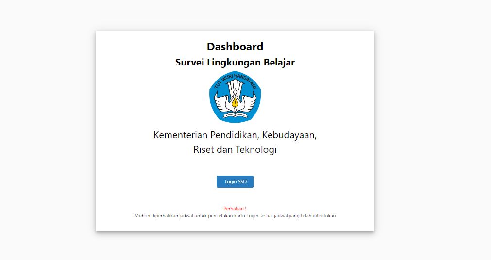 Dashboard Survei Lingkungan Belajar Dengan Akun Sso Kemdikbud